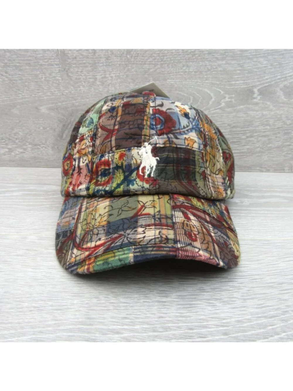 Polo Ralph Lauren Pony Logo Patchwork Madras Ball Cap Adjustable Strap NEW